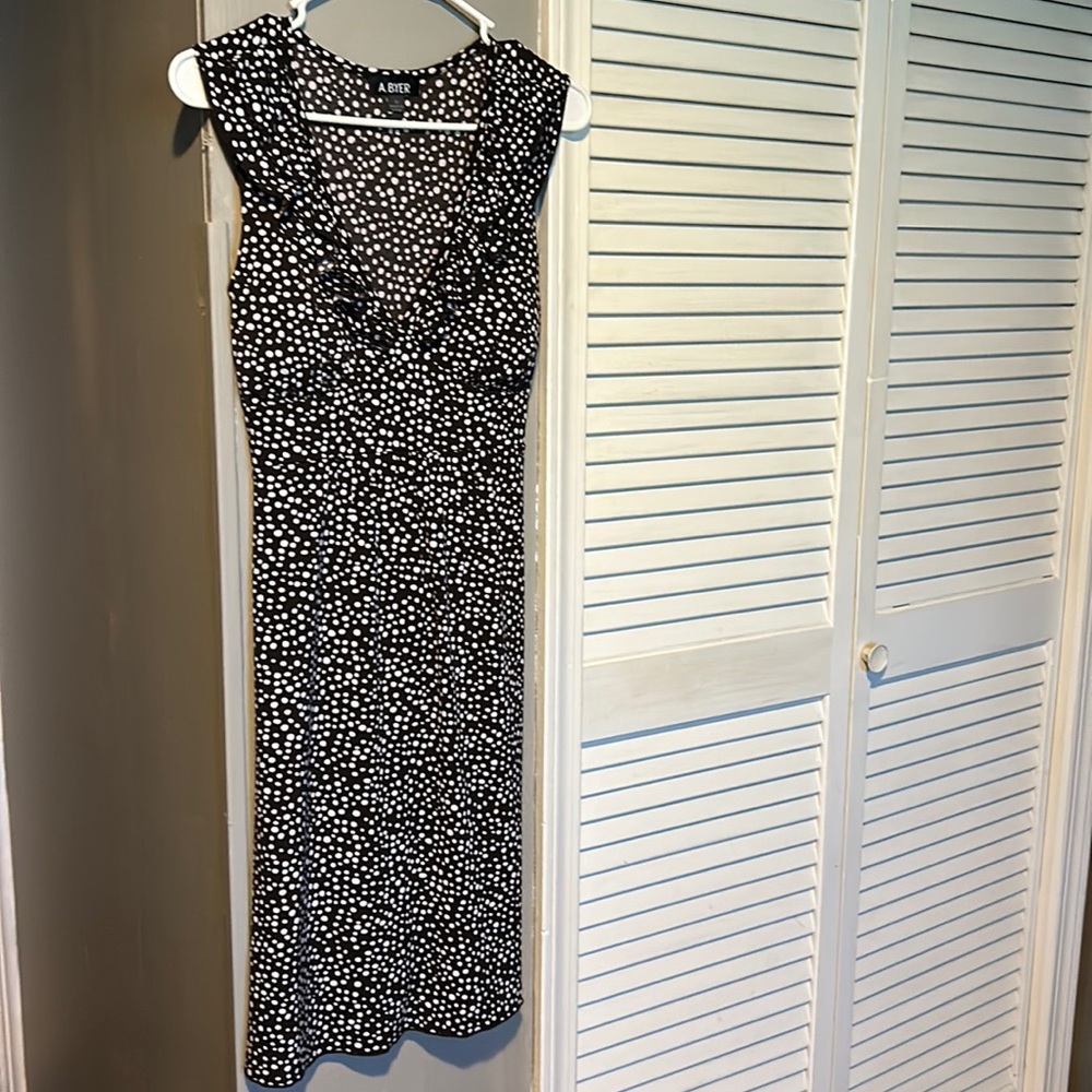 A. Byer brown polka dot medium dress